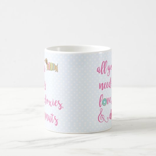 Alles was Sie brauchen ist Liebe Dackel & Donuts K Kaffeetasse (Mittel)