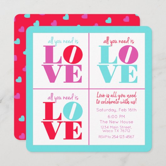 Alles, was Sie brauchen, ist LIEBE Einladung (Vorne/Hinten)