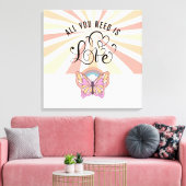 Alles was Sie brauchen ist Liebe Groovy Butterfly  Leinwanddruck (Insitu (Wohnzimmer))