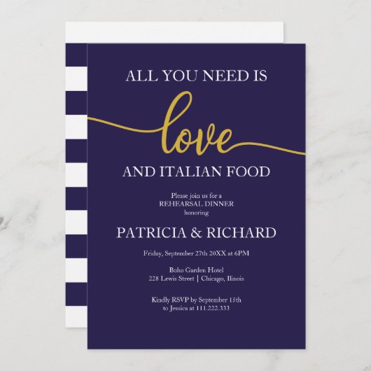 Alles was Sie brauchen ist Liebe Hochzeit Probe Ab Einladung (Vorne/Hinten)