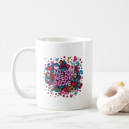 Alles was Sie brauchen ist Liebe Inspiration Kaffeetasse (Mit Donut)