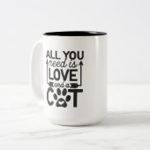 Alles, was Sie brauchen, ist Liebe - Kaffee-Katzen Zweifarbige Tasse (Vorderseite Links)