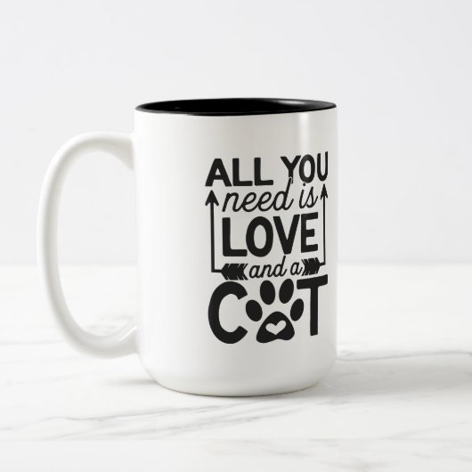 Alles, was Sie brauchen, ist Liebe - Kaffee-Katzen Zweifarbige Tasse (Links)