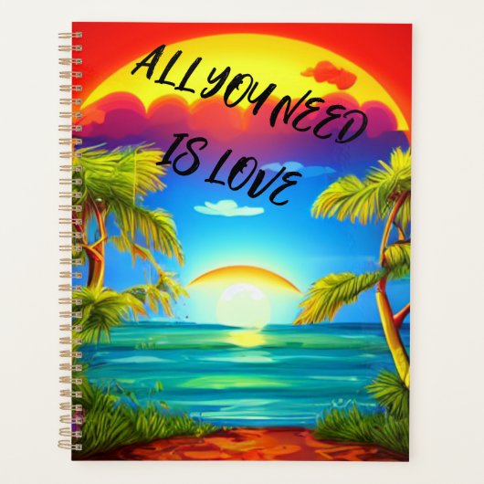 Alles was Sie brauchen ist Liebe karibischer tropi Planer (Vorderseite)