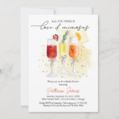 Alles was Sie brauchen ist Liebe & Mimosas Brautpa Einladung (Vorderseite)