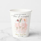 Alles was Sie brauchen ist Liebe & Mimosas Brautpa Pappbecher (Rückseite)