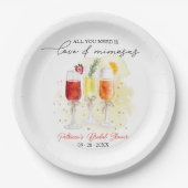 Alles was Sie brauchen ist Liebe & Mimosas Brautpa Pappteller (Vorderseite)