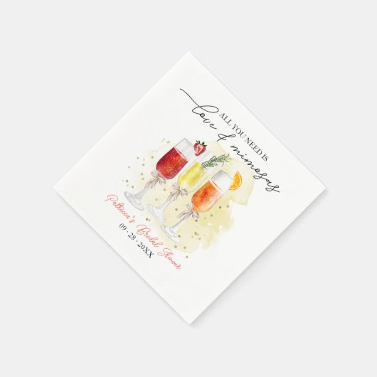 Alles was Sie brauchen ist Liebe & Mimosas Brautpa Serviette (Ecke)