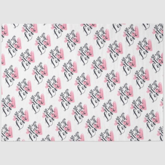 Alles, was Sie brauchen, ist Liebe mit Herz-Gewebe Seidenpapier (Vorderseite)