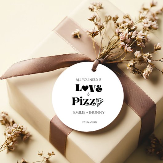 Alles was Sie brauchen ist Liebe & Pizza Brautpart Geschenkanhänger