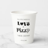 Alles was Sie brauchen ist Liebe & Pizza Brautpart Pappbecher (Vorderseite)
