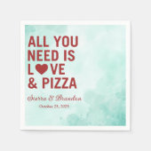Alles was Sie brauchen ist Liebe & Pizza Moderne H Serviette (Vorderseite)