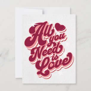 Alles, was Sie brauchen, ist Liebe - Retro-Valenti Feiertagskarte