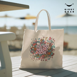 Alles was Sie brauchen ist Liebe Retro Vintag Typo Tragetasche