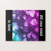 Alles, was Sie brauchen, ist Liebe Rosa Lila Herz Puzzle (Horizontal)