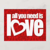 "Alles, was Sie brauchen, ist Liebe", roter weißer Postkarte (Vorderseite)