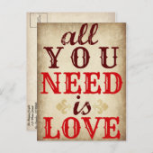 Alles, was Sie brauchen, ist LIEBE Save the Date P Ankündigungspostkarte (Vorne/Hinten)