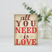 Alles, was Sie brauchen, ist LIEBE Save the Date P Ankündigungspostkarte (Stehend Vorderseite)