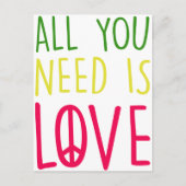 Alles, was Sie brauchen, ist Liebe Spaß Rasta Peac Postkarte (Vorderseite)
