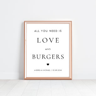 Alles was Sie brauchen ist Liebe und Burgers Weddi Poster