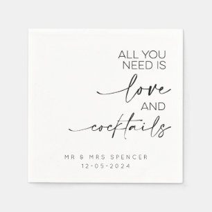 Alles was Sie brauchen ist Liebe und Cocktails Serviette