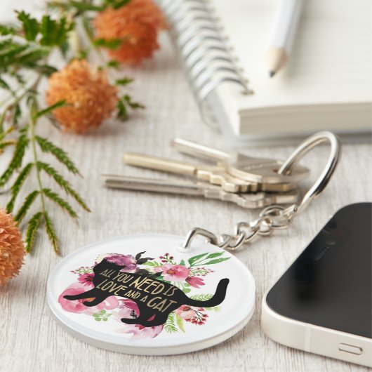 Alles, was Sie brauchen, ist Liebe und ein Cat-Sch Schlüsselanhänger (Vorderseite rechts)