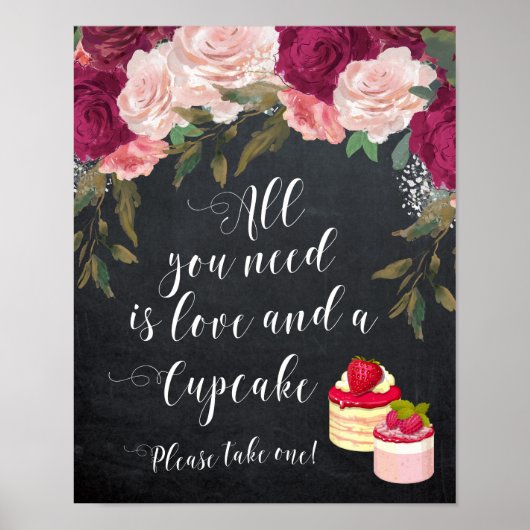 Alles was Sie brauchen ist Liebe und ein Cupcake H Poster (Vorne)