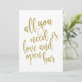 Alles, was Sie brauchen, ist Liebe und ein gutes B Einladung (Stehend Vorderseite)