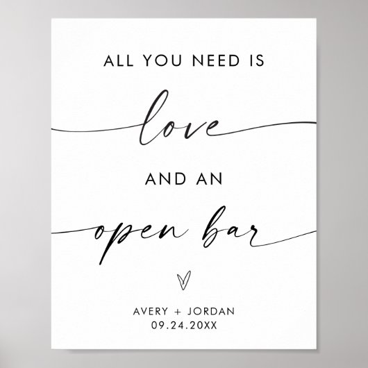 Alles, was Sie brauchen, ist Liebe und ein Zeichen Poster (Vorne)