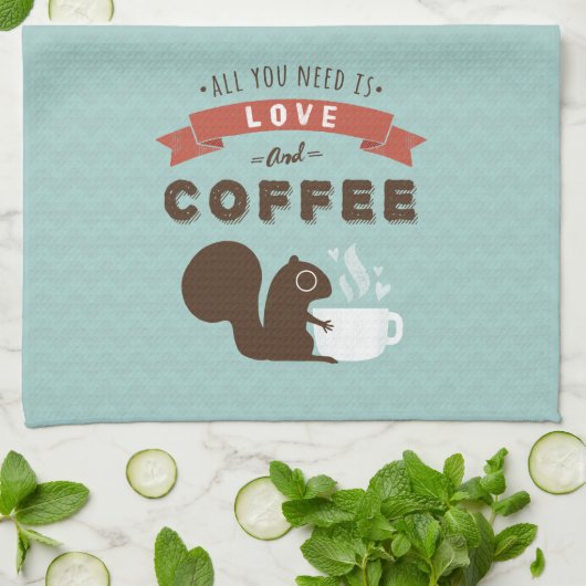 Alles was Sie brauchen ist Liebe und Kaffee - Eich Geschirrtuch (Gefaltet)