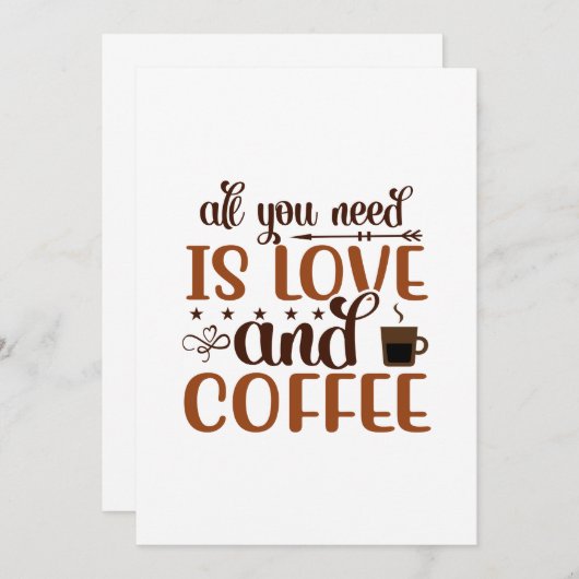 Alles was Sie brauchen ist Liebe und Kaffeekarte Einladung (Vorne/Hinten)