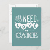 Alles was Sie brauchen ist Liebe und Kuchen Postkarte (Vorne/Hinten)