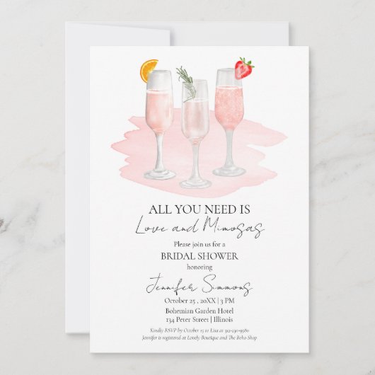 Alles was Sie brauchen ist Liebe und Mimosas | Bra Einladung (Vorderseite)