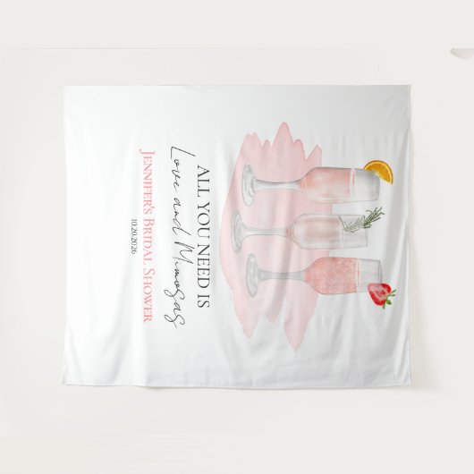 Alles was Sie brauchen ist Liebe und Mimosas Braut Wandteppich (Vorderseite (Horizontal))