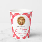 Alles was Sie brauchen ist Liebe und Pizza Brautpa Pappbecher (Rückseite)