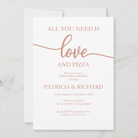 Alles was Sie brauchen ist Liebe und Pizza Probe D Einladung (Vorderseite)
