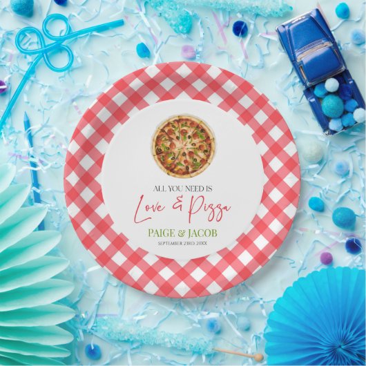 Alles was Sie brauchen ist Liebe und Pizza Probe D Pappteller (Party)