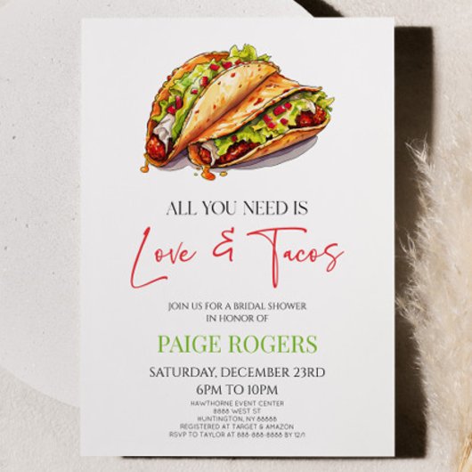 Alles, was Sie brauchen, ist Liebe und Tacos Braut Einladung