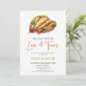 Alles, was Sie brauchen, ist Liebe und Tacos Engag Einladung (Stehend Vorderseite)