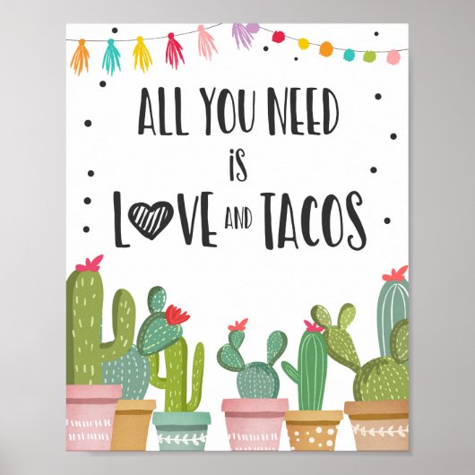 Alles was Sie brauchen ist Liebe und Tacos Fiesta Poster (Vorne)