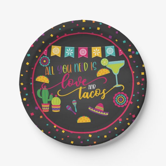 Alles, was Sie brauchen, ist Liebe und Tacos Papie Pappteller (Vorderseite)