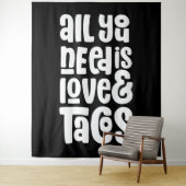 Alles was Sie brauchen ist Liebe und Tacos Wandteppich (Beispiel)