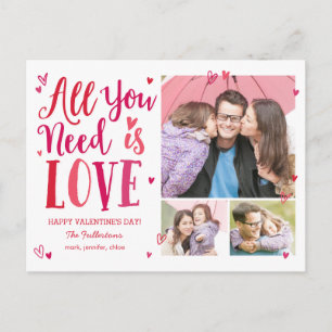 Alles was Sie brauchen ist Liebe Valentinstag Post Feiertagspostkarte