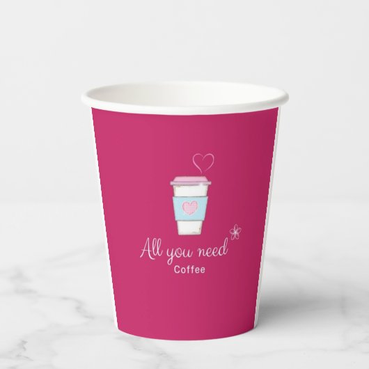 Alles, was Sie brauchen, Kaffee rosa Papiertasse Pappbecher (Rückseite)