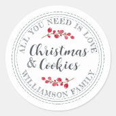 Alles, was Sie brauchen, sind Liebe und Weihnachts Runder Aufkleber (Vorderseite)