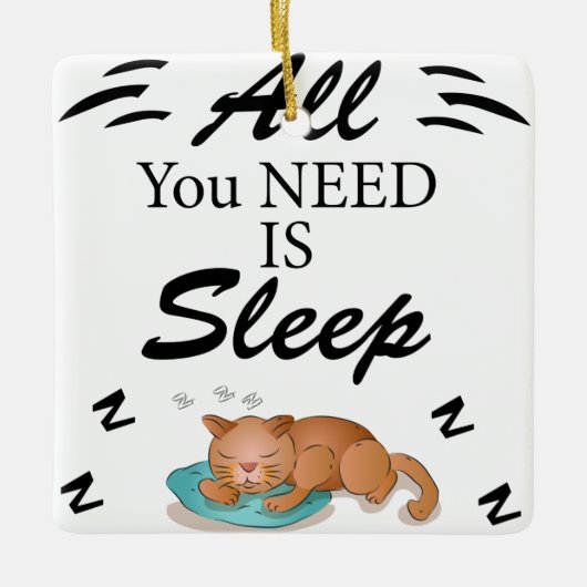 Alles, was Sie brauchen, sind schlafende Funny Quo Keramikornament (Vorderseite)
