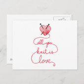 Alles, was Sie Strick haben, ist Liebe mit herzför Postkarte (Vorne/Hinten)