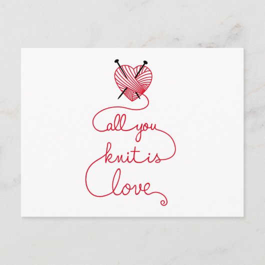 Alles, was Sie Strick haben, ist Liebe mit herzför Postkarte (Vorderseite)