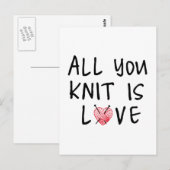 Alles, was Sie Strick haben, ist Liebe mit herzför Postkarte (Vorne/Hinten)