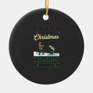 Alles was Weihnachten will ist Angeln Fischer Fisc Keramik Ornament